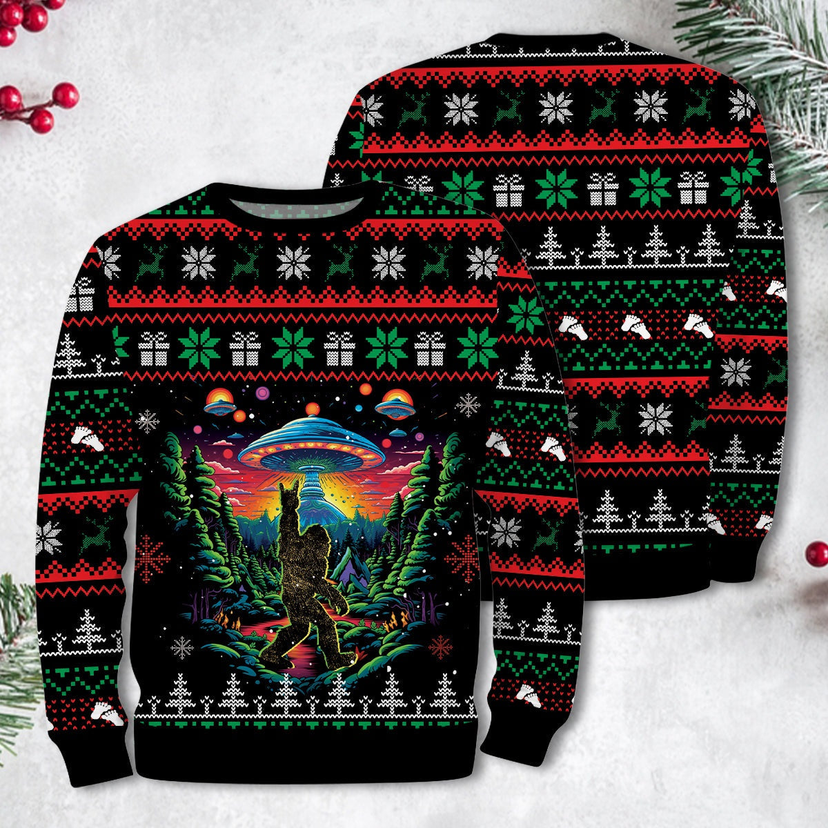 I Believe In Bigfoot  Christmas - Funny Ugly Christmas Sweater, Custom Choo
