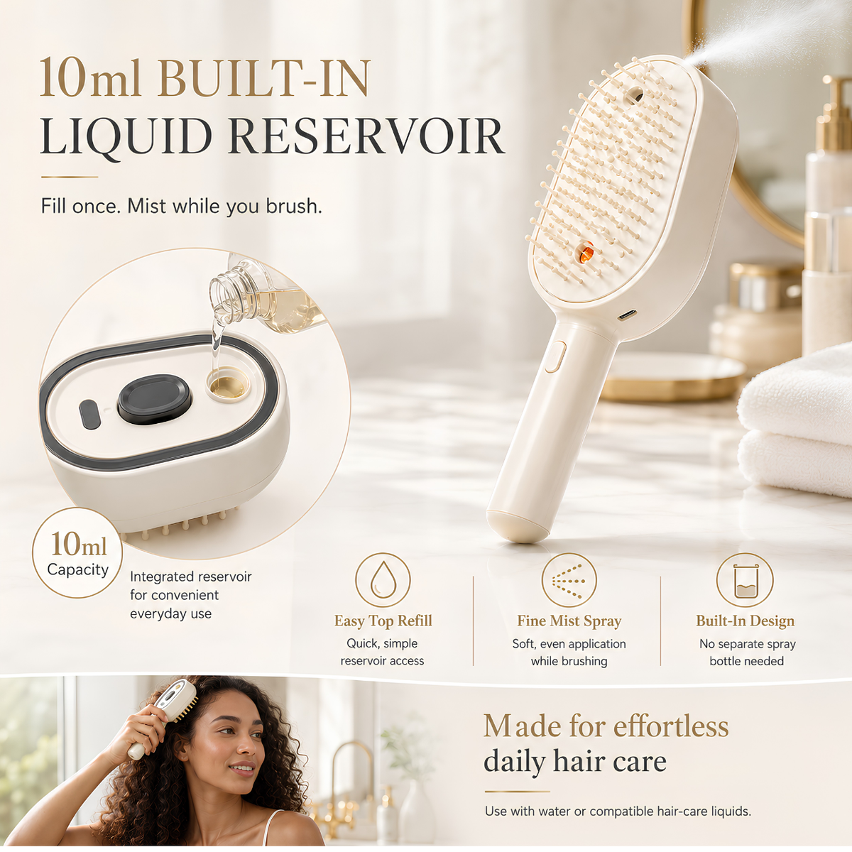 Oliron MistComb™ - Electric Spray & Scalp Massage Hair Brush