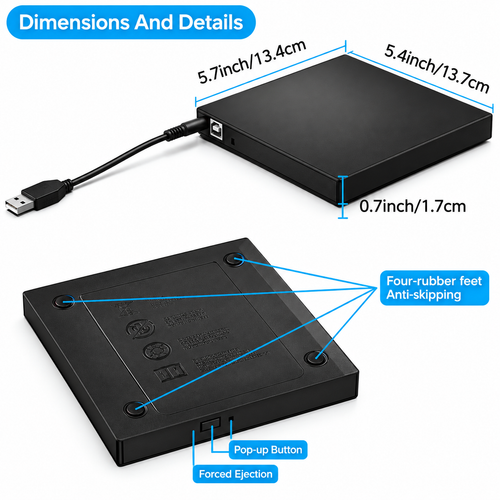 💿No Disc Drive on Your Laptop? Now You Do! External CD/DVD Burner 50% OFF📀