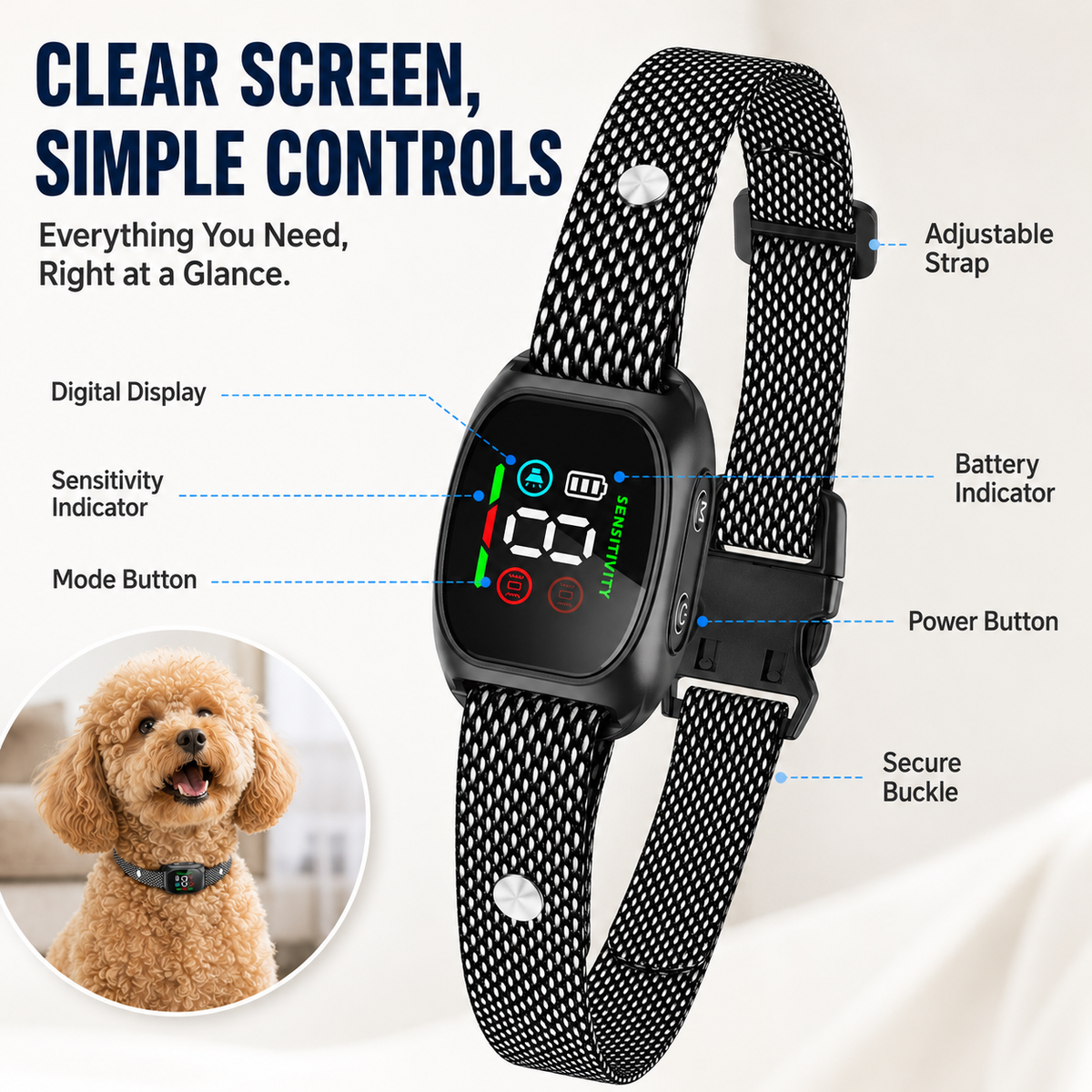 Anti Bark Collar – Smart anti‑false triggering filters out other barks.