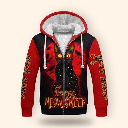 Personalized Happy Mewloween Black Cat, Custom Choo