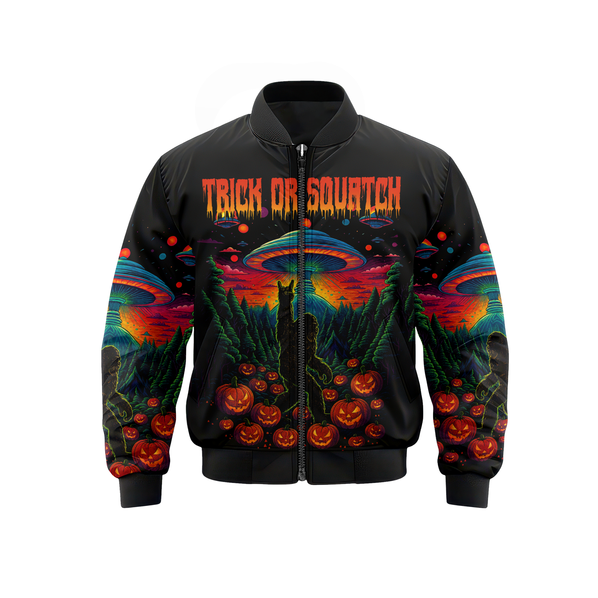Psychedelic Bigfoot & Alien Abduction Halloween Shirt, Custom Choo