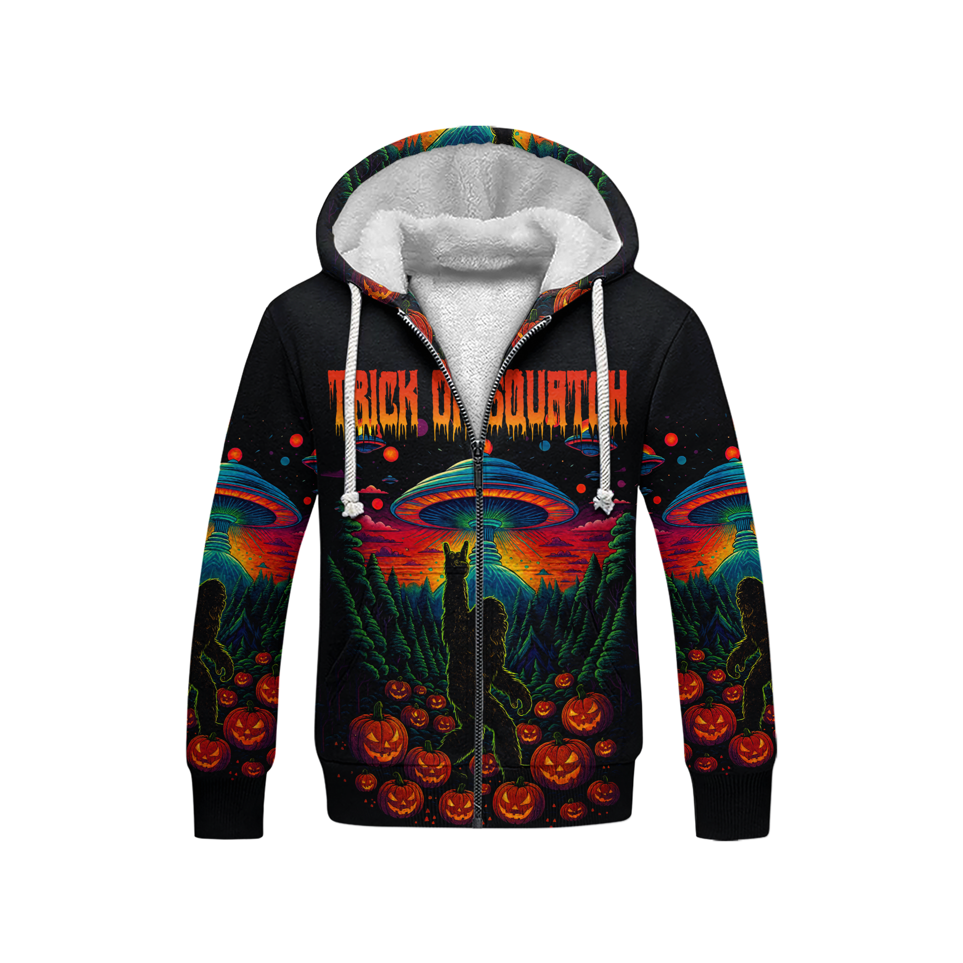 Psychedelic Bigfoot & Alien Abduction Halloween Shirt, Custom Choo