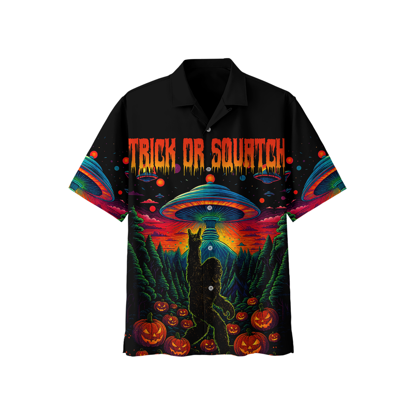 Psychedelic Bigfoot & Alien Abduction Halloween Shirt, Custom Choo