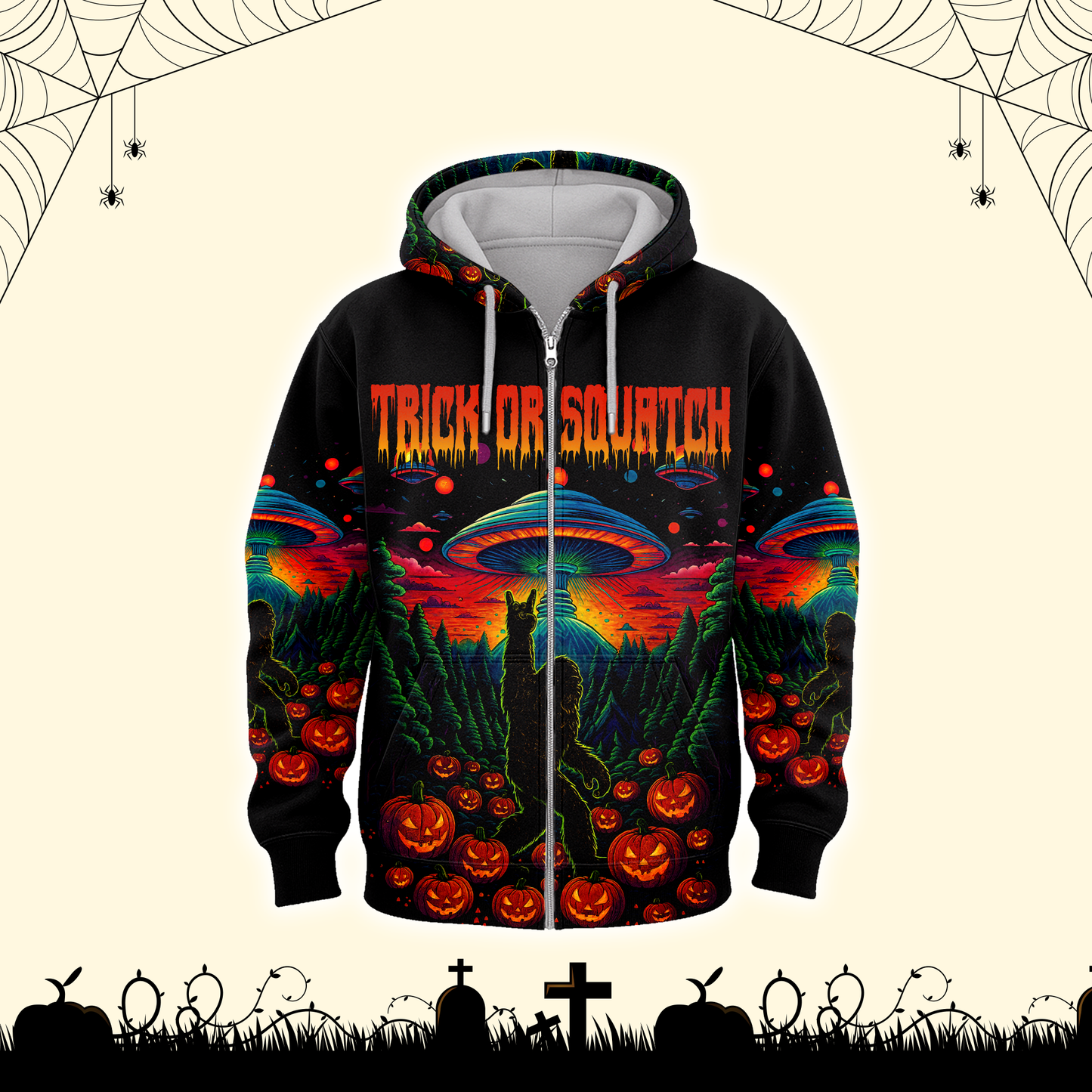 Psychedelic Bigfoot & Alien Abduction Halloween Shirt, Custom Choo