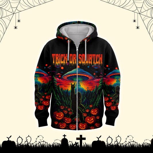 Psychedelic Bigfoot & Alien Abduction Halloween Shirt, Custom Choo