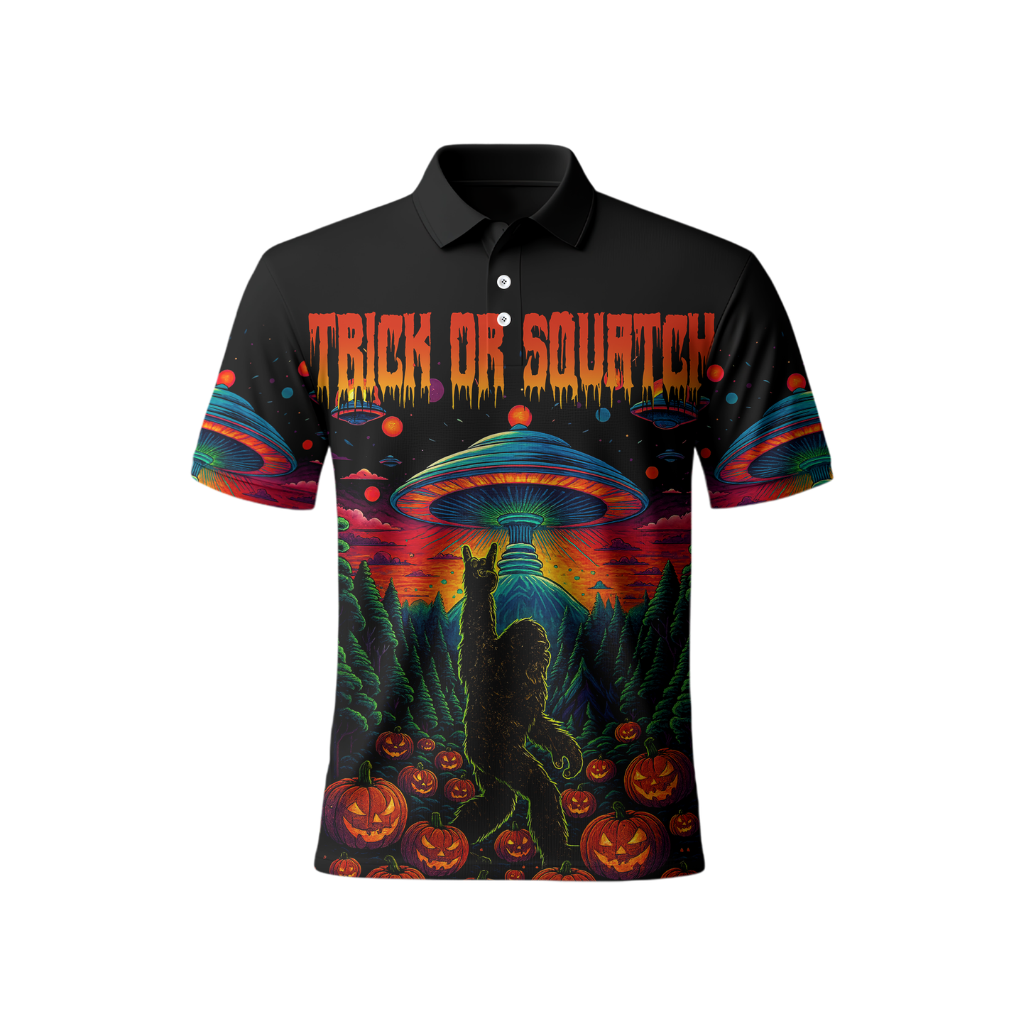Psychedelic Bigfoot & Alien Abduction Halloween Shirt, Custom Choo