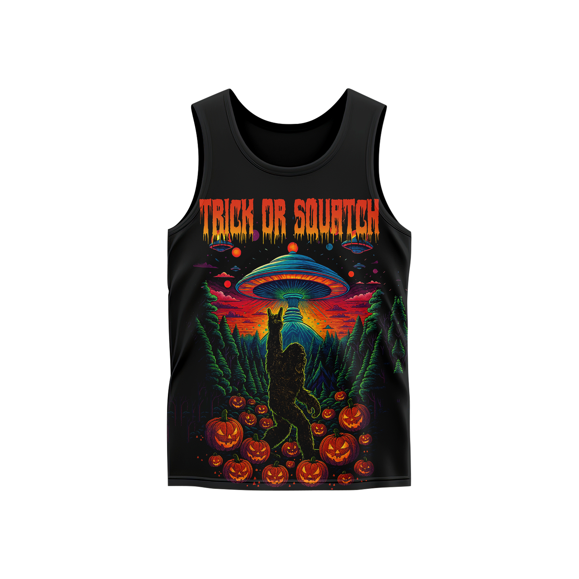 Psychedelic Bigfoot & Alien Abduction Halloween Shirt, Custom Choo