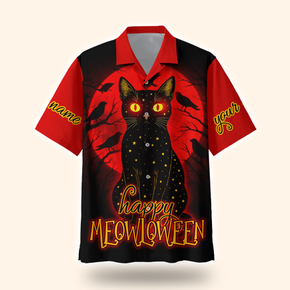 Personalized Happy Mewloween Black Cat, Custom Choo