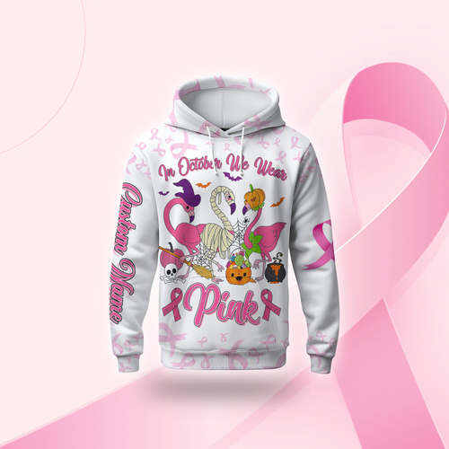 Personalized Breast Cancer Awareness Flamingo Halloween, Custom Choo
