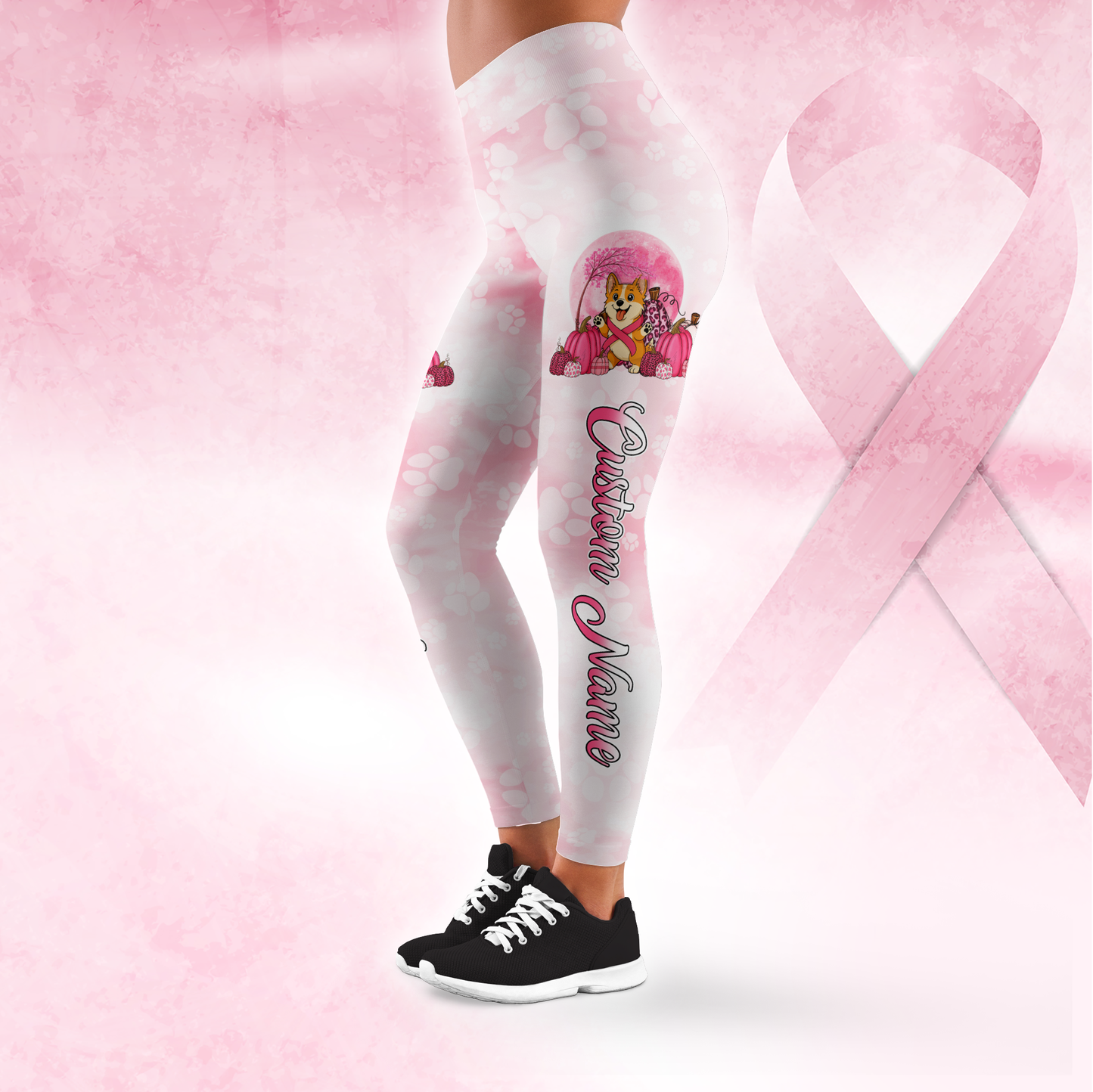 Breast Cancer Awareness Corgi Custom Name, Custom Choo