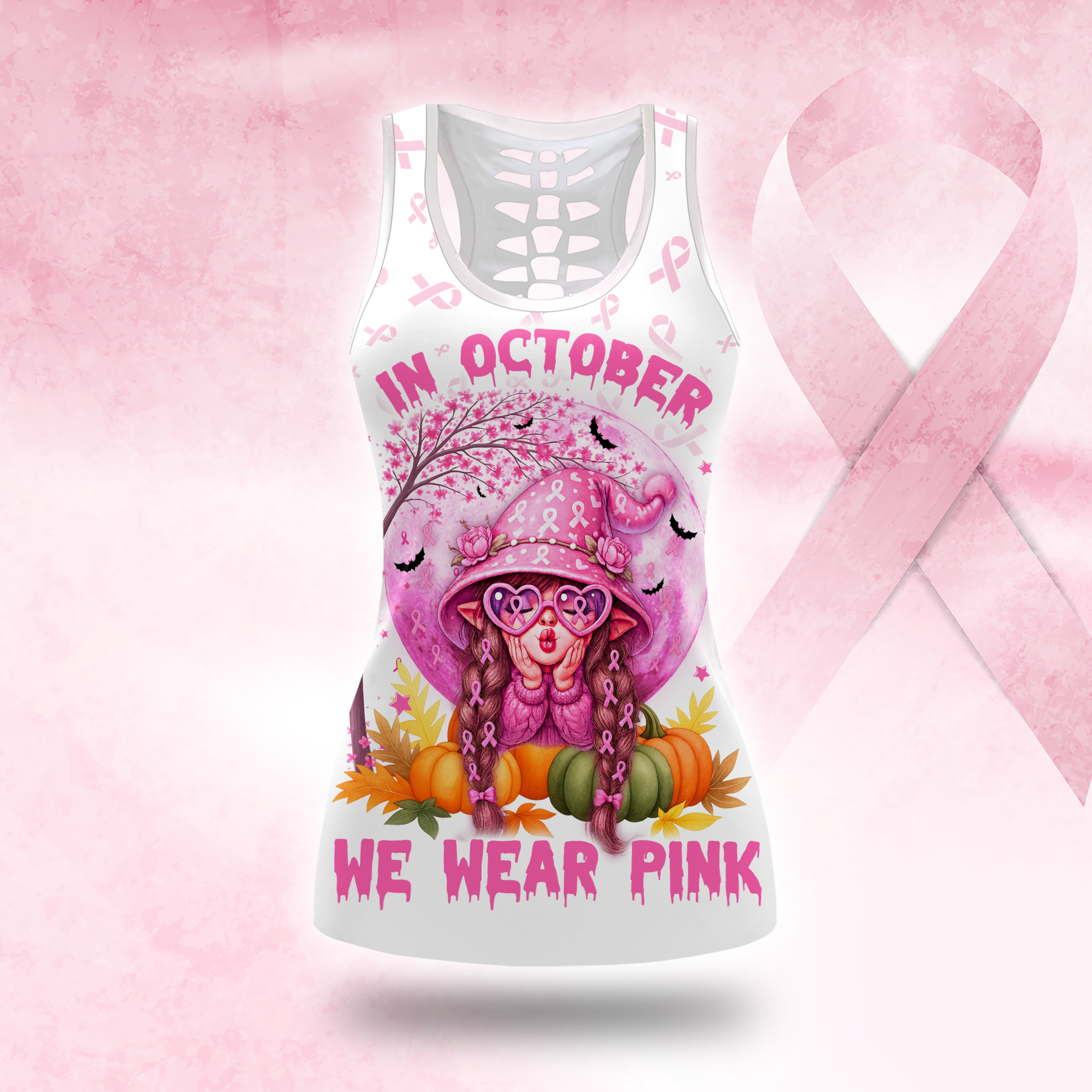 Personalized Breast Cancer Awareness  Leggings Set, Custom Choo