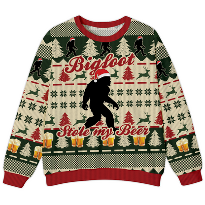 Bigfoot Stole My Beer Christmas Ugly Christmas Sweater, Custom Choo