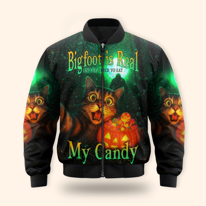 Funny Cat and Bigfoot "My Candy" Halloween shirt, Custom Choo