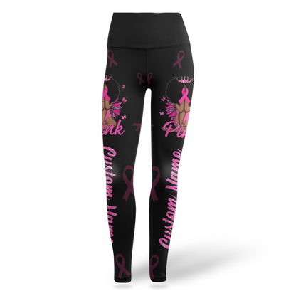 Personalized In October We Wear Pink Black Queen - Leggings and Hollow Tank Set, Custom Choo