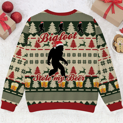 Bigfoot Stole My Beer Christmas Ugly Christmas Sweater, Custom Choo