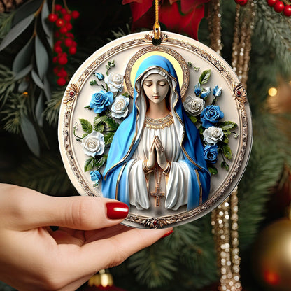 Bestchoo 2D Acrylic Ornament Peaceful Virgin Mary Roses