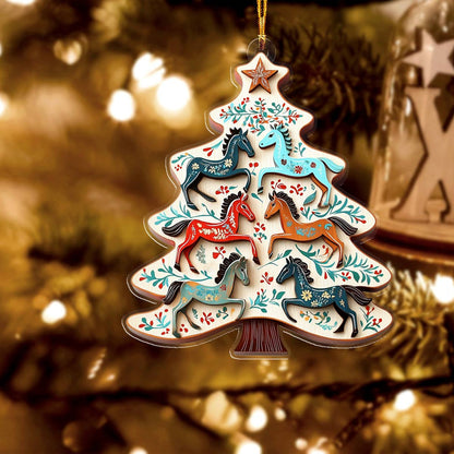 Bestchoo 2D Acrylic Ornament Gentle Horses Christmas Tree