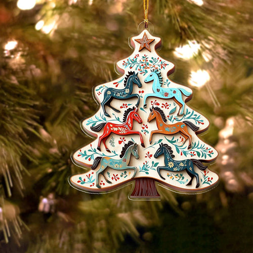 Bestchoo 2D Acrylic Ornament Gentle Horses Christmas Tree
