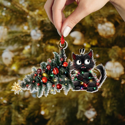 Bestchoo 2D Acrylic Ornament - Mischievous Cat Christmas