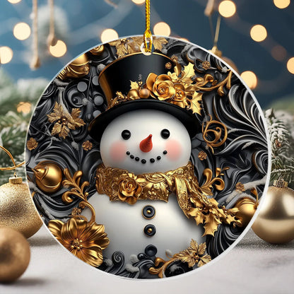 Bestchoo Acrylic Ornament Snowman's Golden Christmas