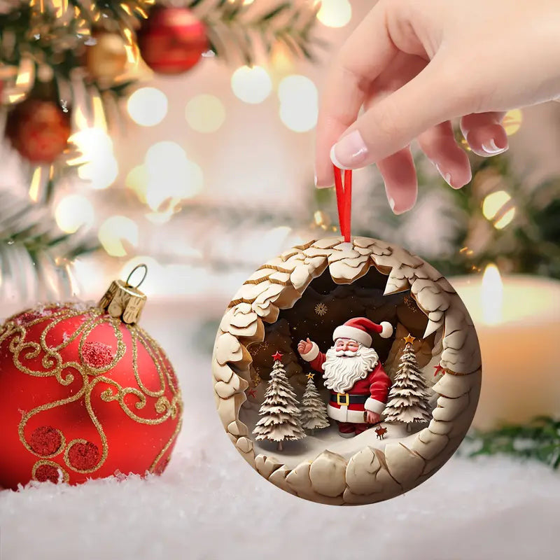 Bestchoo 2D Acrylic Ornament - Pack Discount Christmas Santa Wooden Pendants