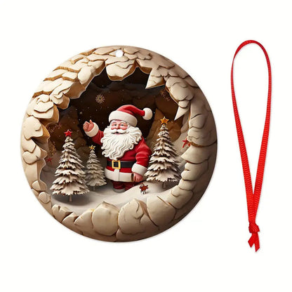 Bestchoo 2D Acrylic Ornament - Pack Discount Christmas Santa Wooden Pendants