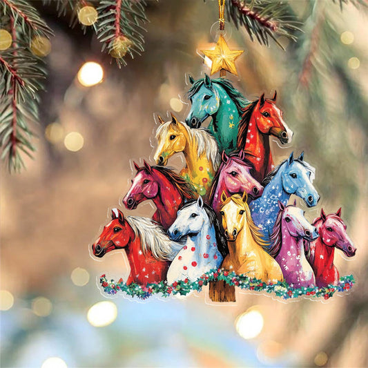 Bestchoo 2D Acrylic Ornament Gentle Merry Christmas Horses