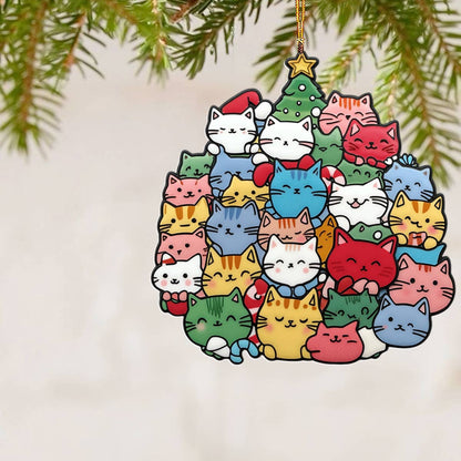 Bestchoo 2D Acrylic Ornament Cuteness Overload Cats Christmas