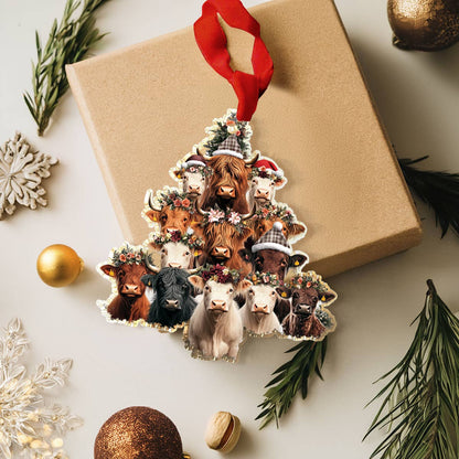 Bestchoo 2D Acrylic Ornament Merry Christmas Cows