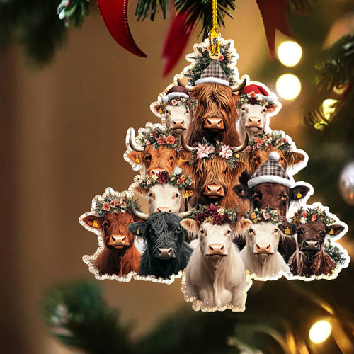 Bestchoo 2D Acrylic Ornament Merry Christmas Cows