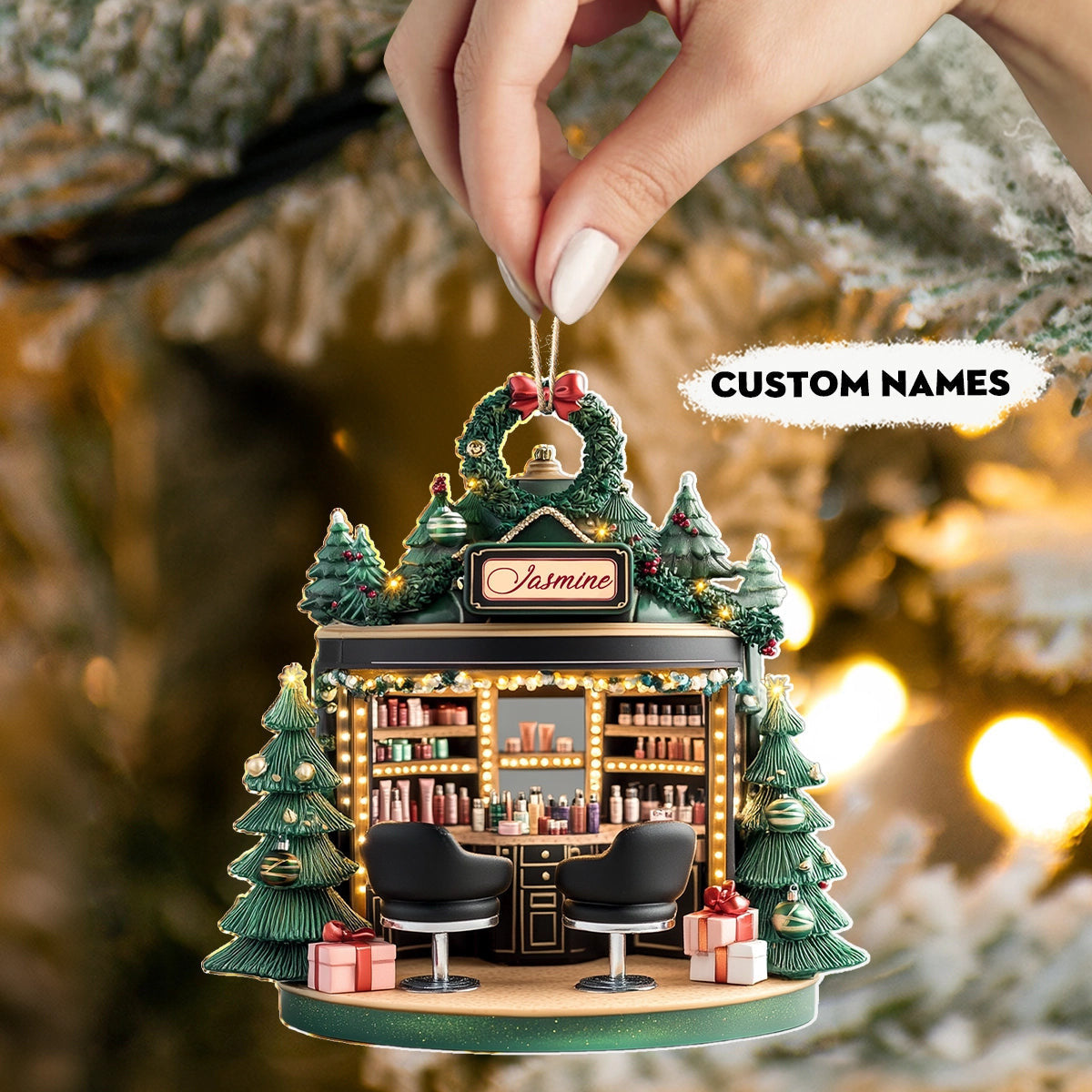 Bestchoo 2D Acrylic Ornament Personalized  Holiday Beauty Haven