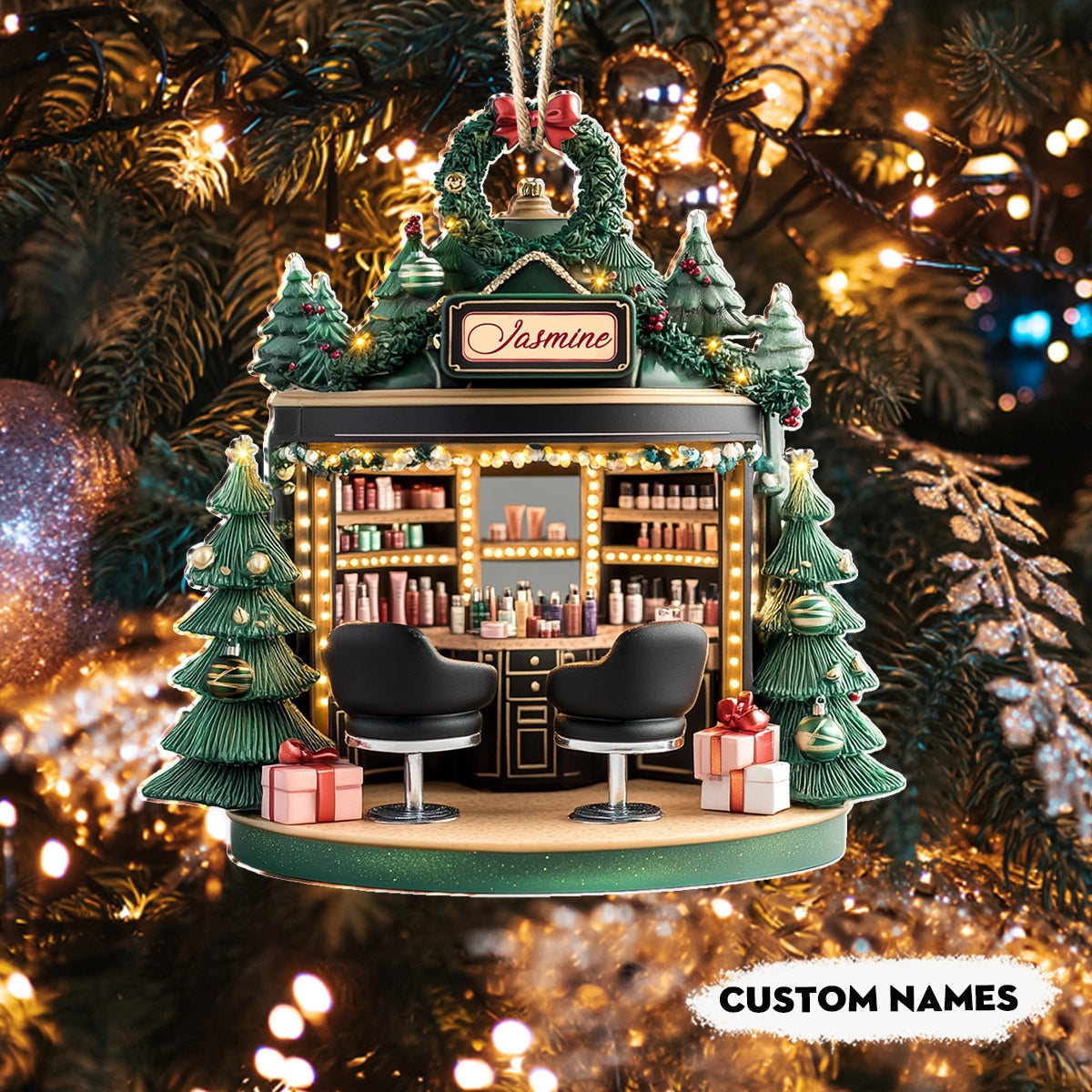 Bestchoo 2D Acrylic Ornament Personalized  Holiday Beauty Haven