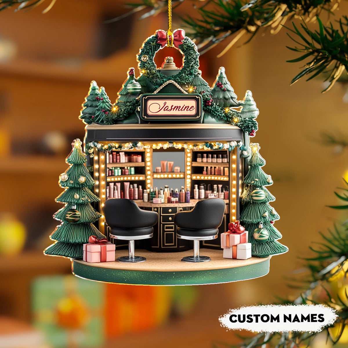 Bestchoo 2D Acrylic Ornament Personalized  Holiday Beauty Haven