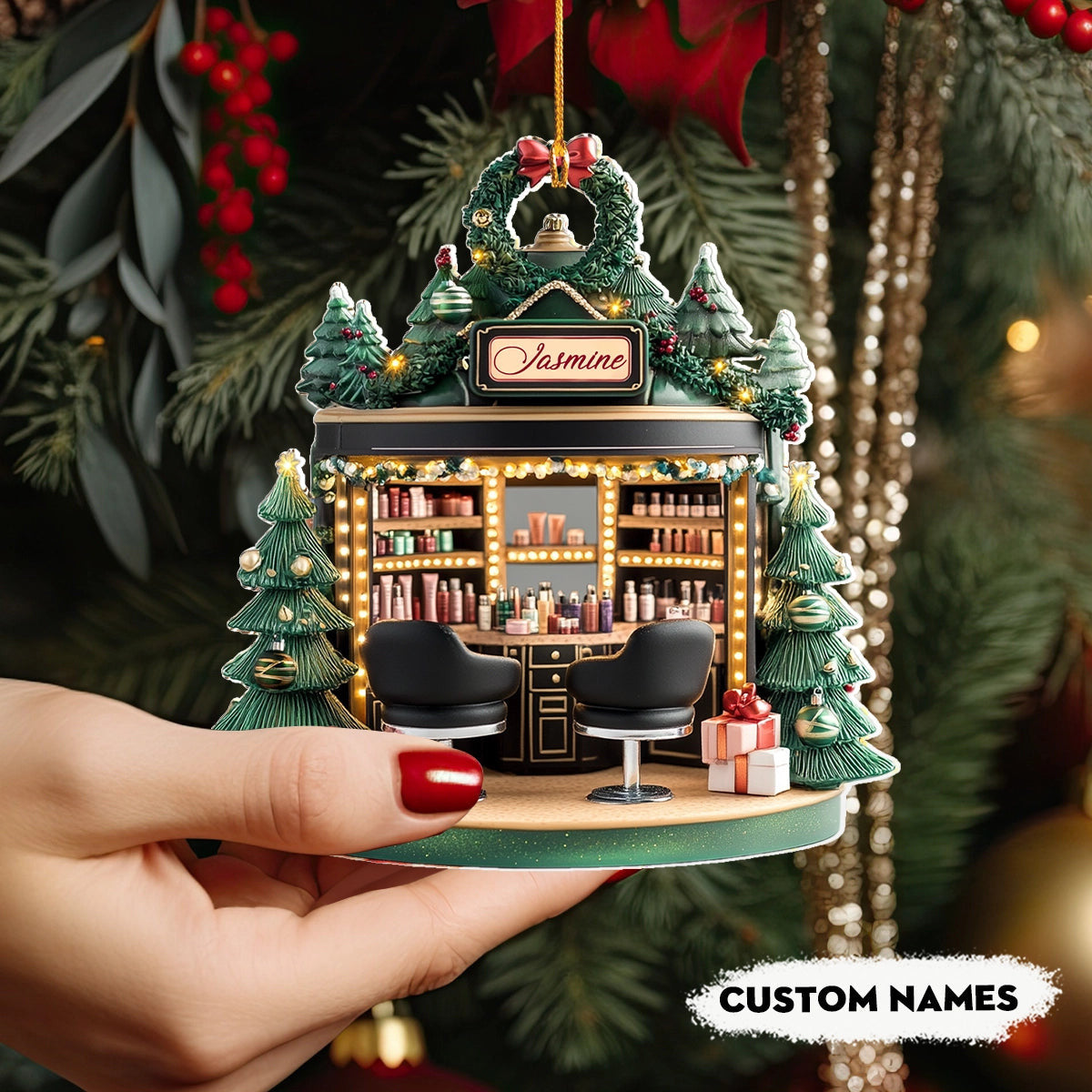 Bestchoo 2D Acrylic Ornament Personalized  Holiday Beauty Haven