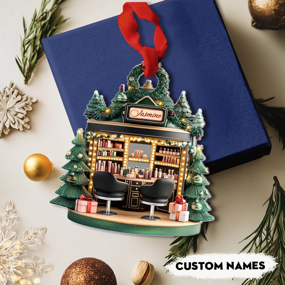 Bestchoo 2D Acrylic Ornament Personalized  Holiday Beauty Haven