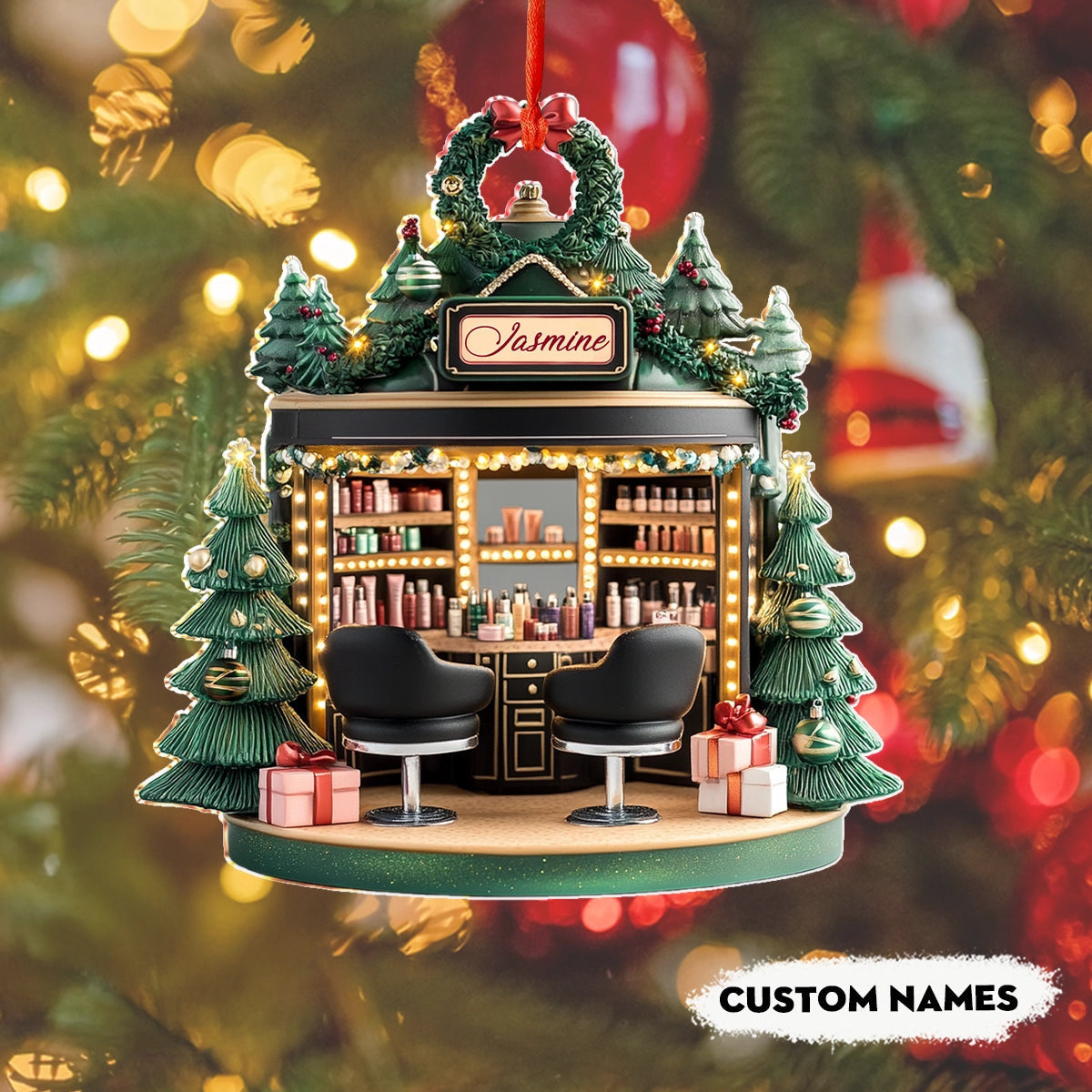 Bestchoo 2D Acrylic Ornament Personalized  Holiday Beauty Haven