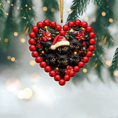 Bestchoo 2D Acrylic Ornament Gorgeous Black Cats Heart