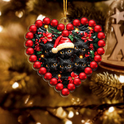Bestchoo 2D Acrylic Ornament Gorgeous Black Cats Heart