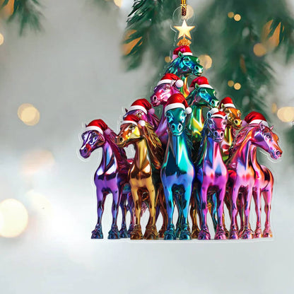 Bestchoo 2D Acrylic Ornament Amazing Christmas Tree Horses