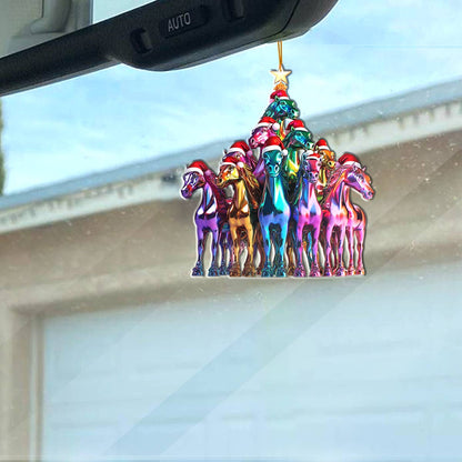 Bestchoo 2D Acrylic Ornament Amazing Christmas Tree Horses