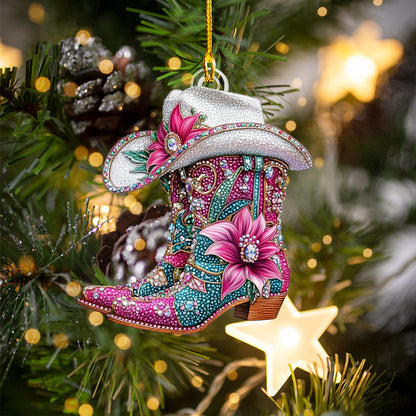 Bestchoo 2D Acrylic Ornament Glamorous Cowgirl Boots