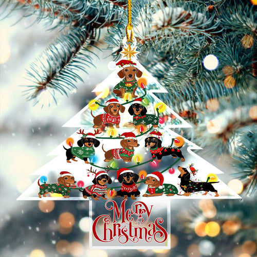 Bestchoo 2D Acrylic Ornament - Dachshund Christmas Tree Delight