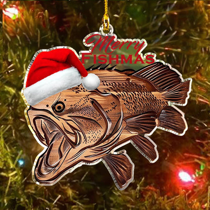 Bestchoo 2D Acrylic Ornament Bass Merry Fishmas