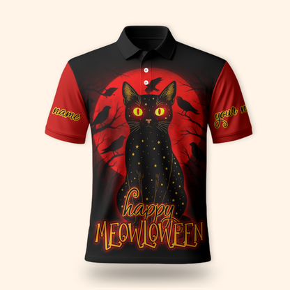 Personalized Happy Mewloween Black Cat, Custom Choo