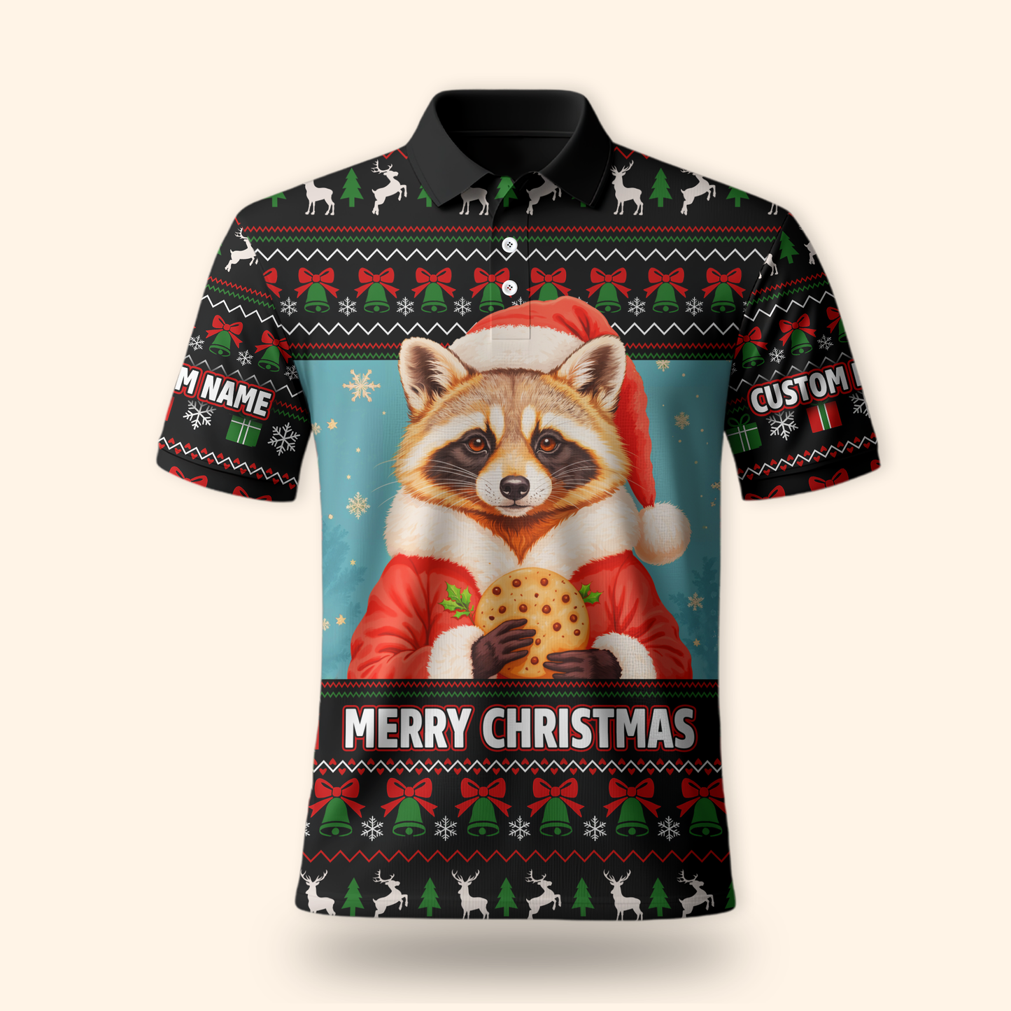 Personalized Raccoon Christmas Hoodie – Cute Merry Christmas Zip Up