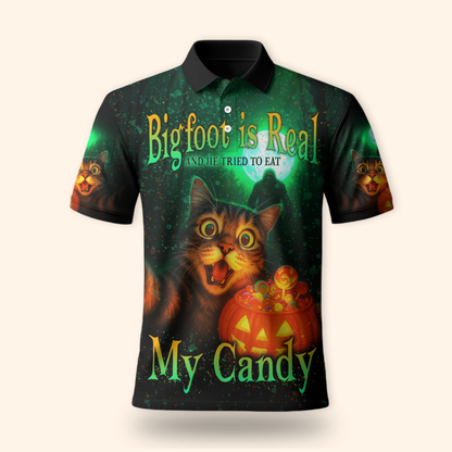 Funny Cat and Bigfoot "My Candy" Halloween shirt, Custom Choo