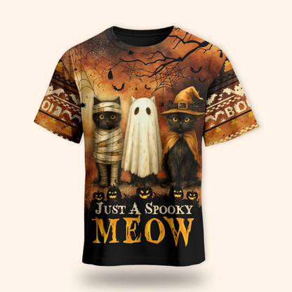"Just a Spooky Meow" Cat Trio Shirt, Custom Choo