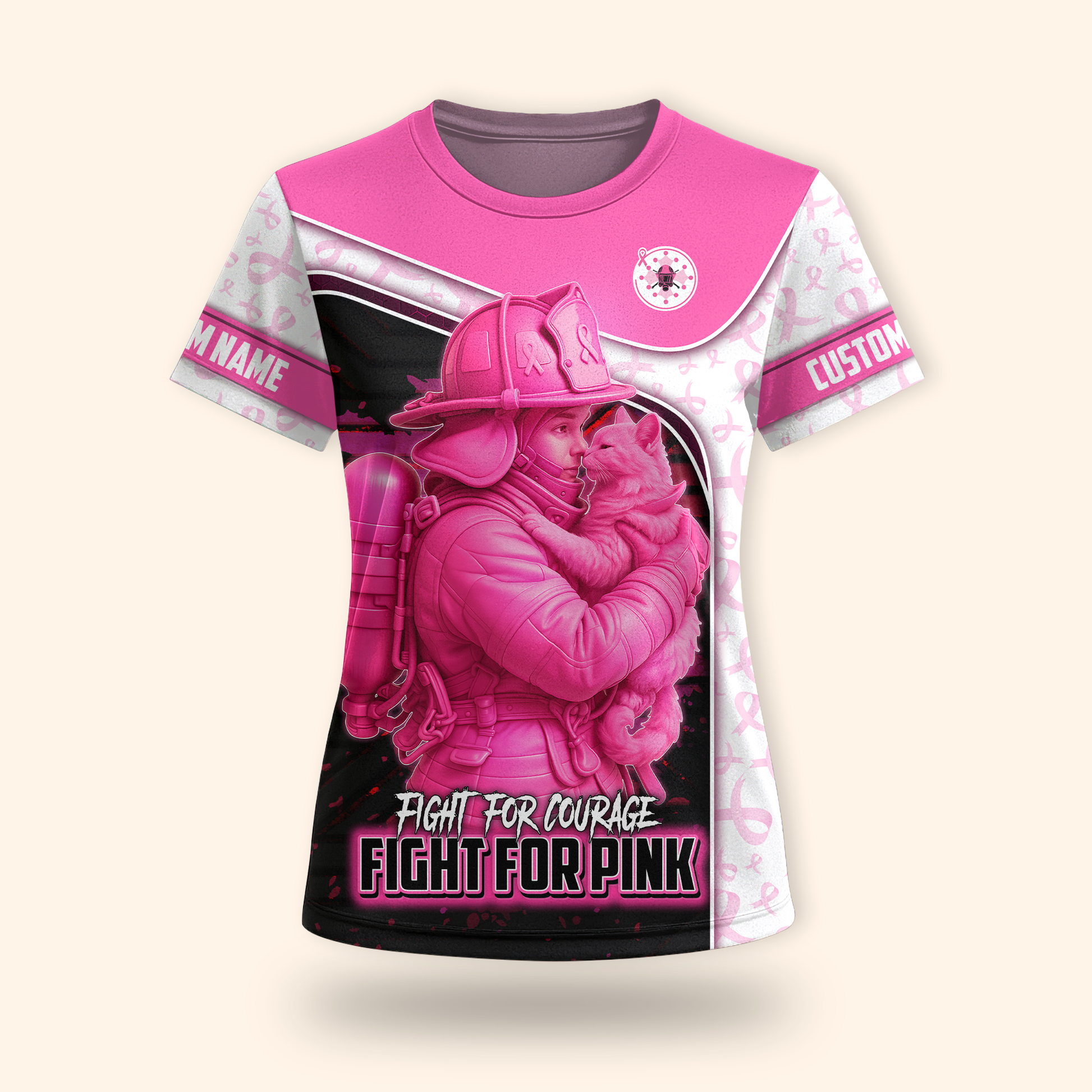 Firefighter Breast Cancer Awareness shirt, Custom Choo