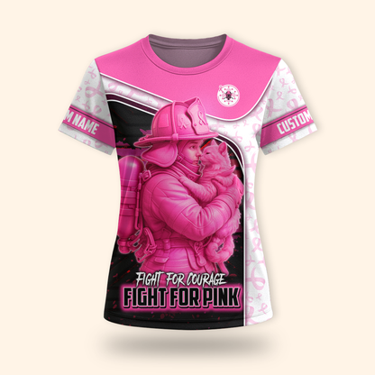 Firefighter Breast Cancer Awareness shirt, Custom Choo